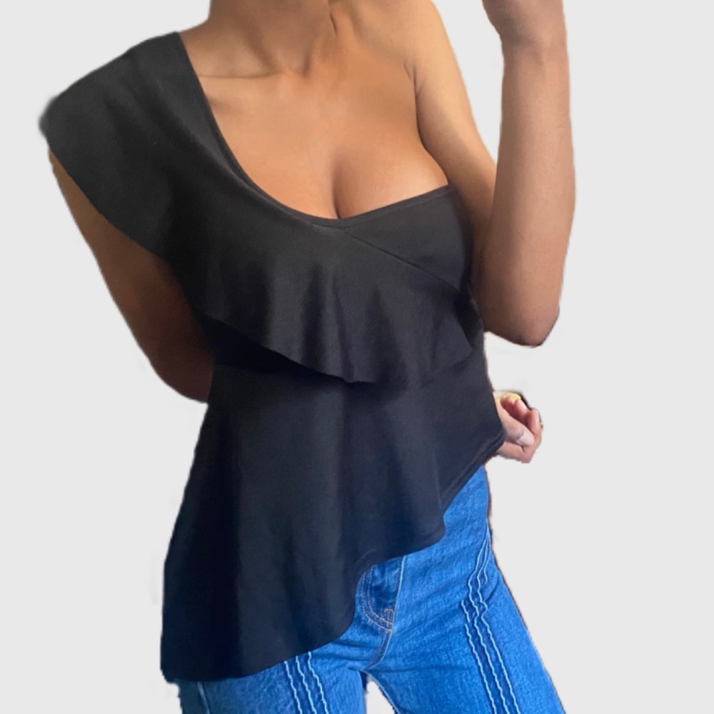 NWT Black One Shoulder Top
